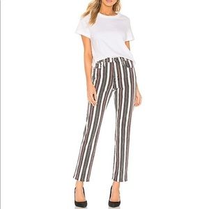 NWT FRAME Le Sylvie Band Stripe Straight Leg Jeans Denim Black Red Women sz 4